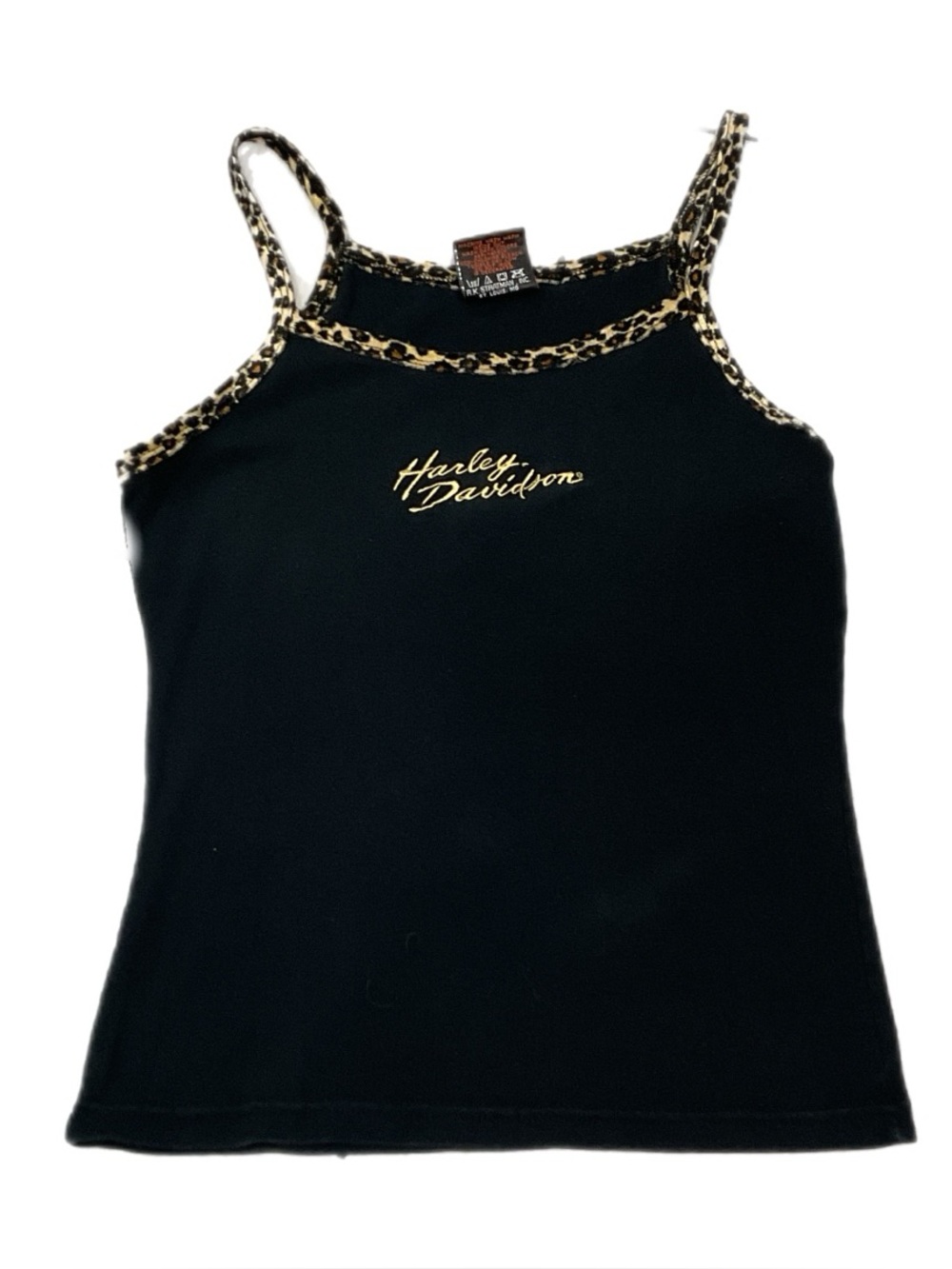 Y2K Harley Davidson Leopard Trim Cami Tank Top